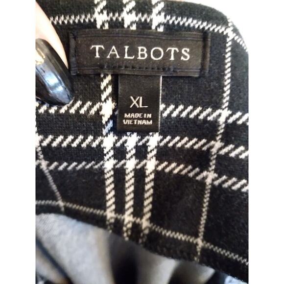 Talbots Top Black White Plaid Zipper Pocket Nonfunctional Sz XL Office... - Picture 9 of 10
